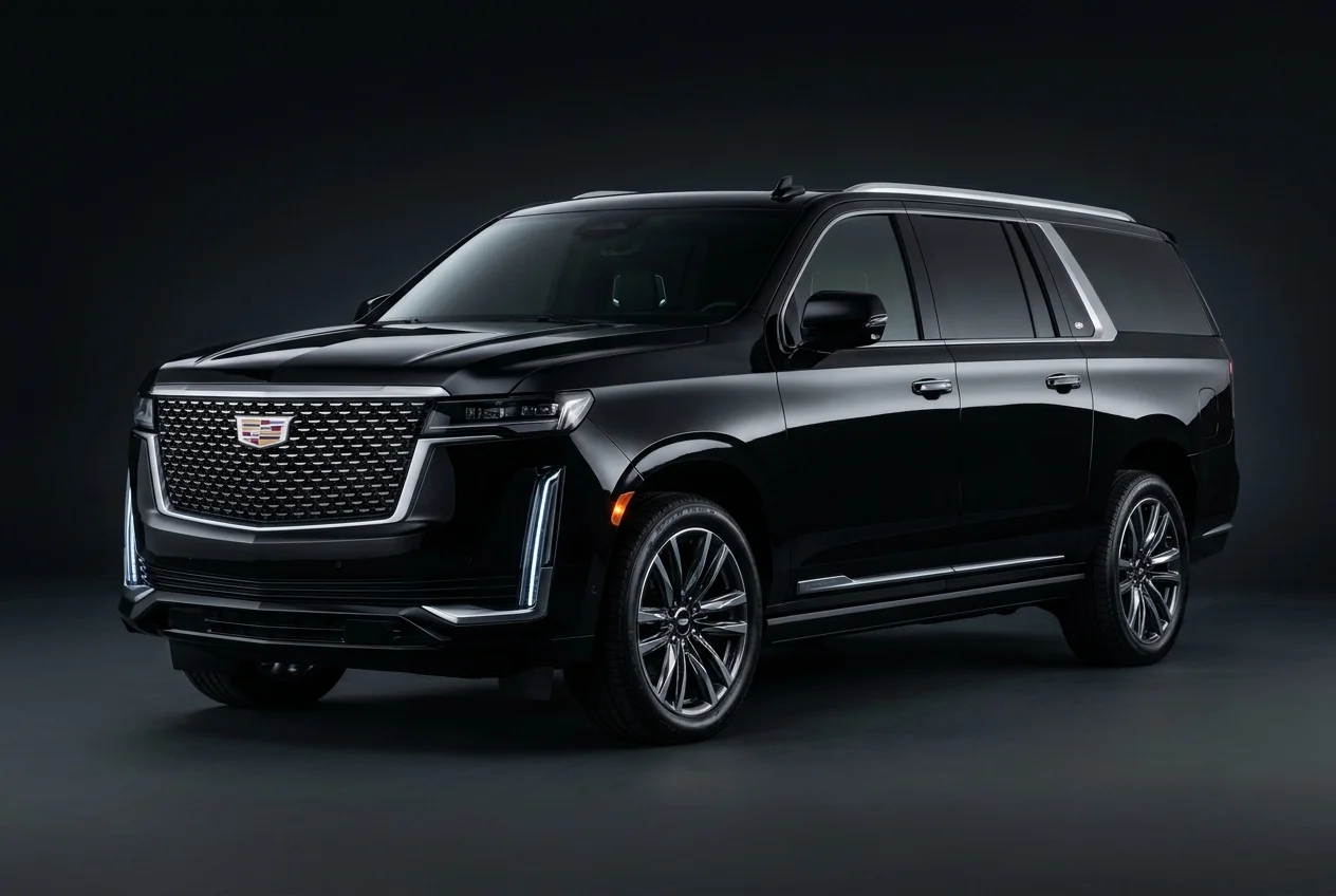 Black Cadillac Escalade ESV luxury SUV for group chauffeur service in LA