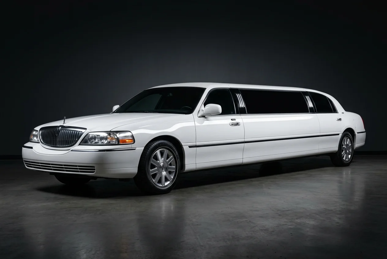 White stretch limousine for weddings and special events in Los Angeles